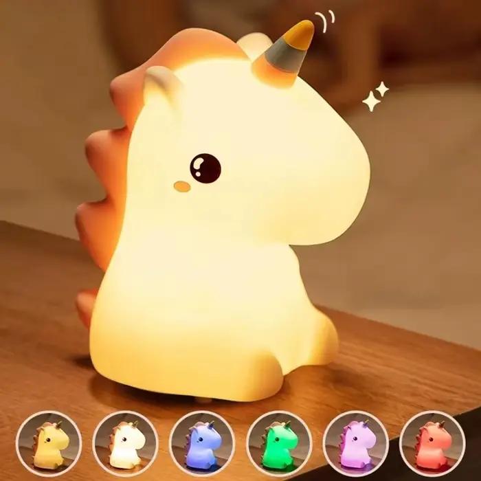 Veilleuse LED USB en silicone Licorne Mignonne pour la décoration de chambre de bébé