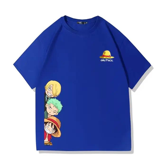 Une pièce chapeau de paille Pirates unisexe T-shirt 2026 été nouveau populaire Anime imprimé américain décontracté famille haut à manches courtes