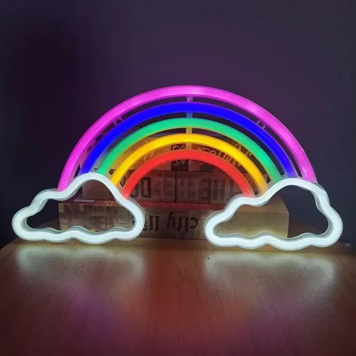 Nuage néon signe lumière LED pour chambre à coucher tenture murale fête décoration de noël arc-en-ciel coloré veilleuse néon ampoule USB puissance