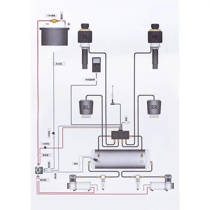 Kit de gestion de l'air avec système de suspension pneumatique, système de contrôleur électronique, 1 pièce, 5 gallons d'air précieux, 2 pompes de compresseur, nouveau, 100%