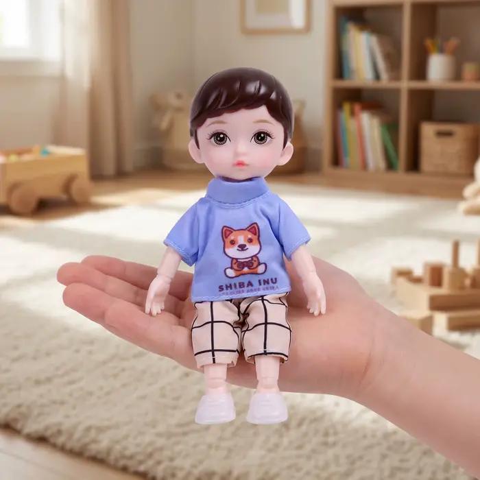 Poupées mignonnes une pièce de 6 pouces, modèle garçon 13 articulations mobiles, yeux peints en plastique, jouets cadeaux d'anniversaire pour enfants filles
