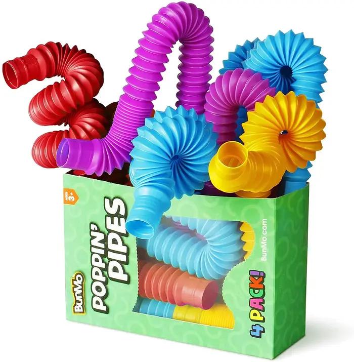Mini jouet sensoriel Pop Tube, coloré, robuste, pour la Construction, jouets éducatifs pour le Stress, l'autisme, le tdah, 4 paquets