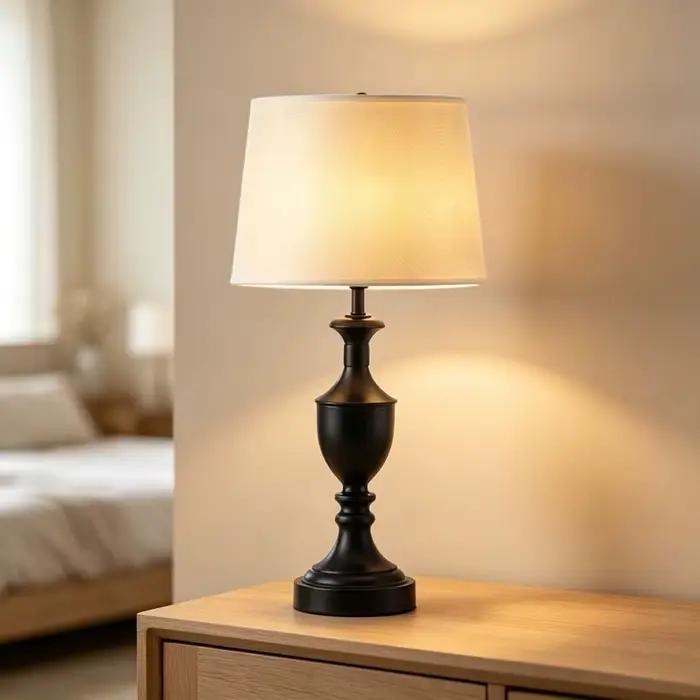 Lampe de chevet américaine, lampe de bureau en tissu, lampe de table européenne, pour décoration de salon, chambre à coucher et salle d'exposition