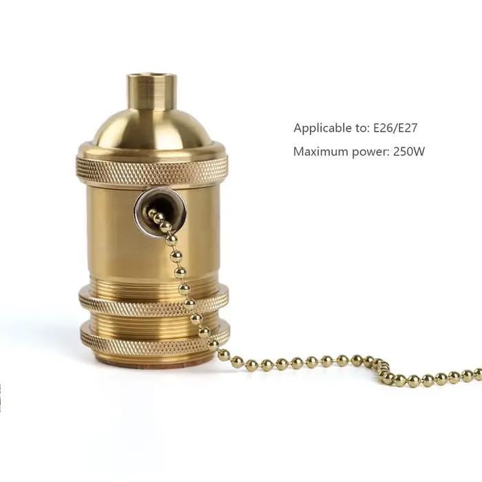 Support de lampe en laiton Antique Vintage avec interrupteur à chaîne de traction