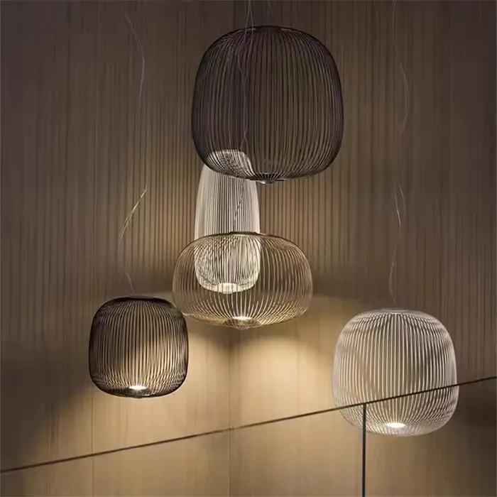 Lampe Suspendue Italienne Minimaliste avec Cage à Oiseaux