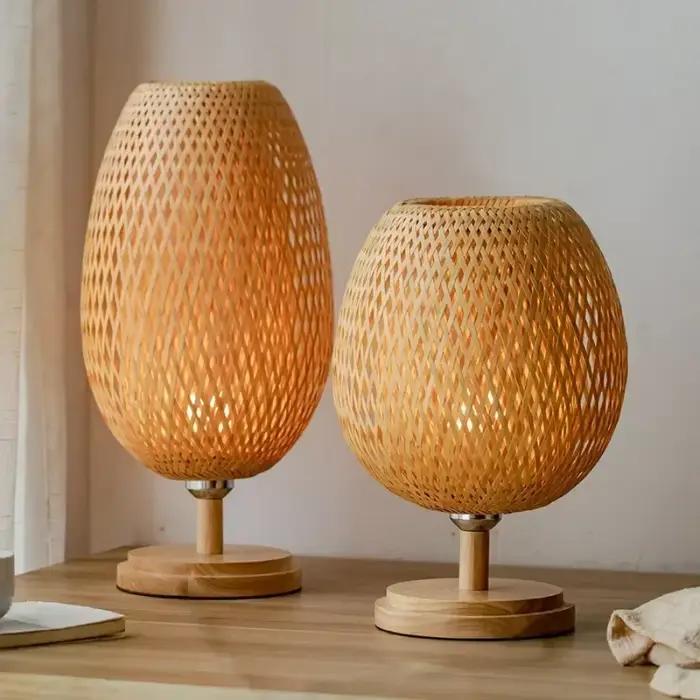 Lampe de oral et Naturelle Tissée à la Main en Rotin de Bambou