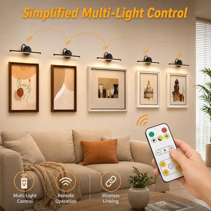 Lampe murale LED rechargeable sans fil 4400mAh avec télécommande, éclairage pour tableau, lumière murale intérieure