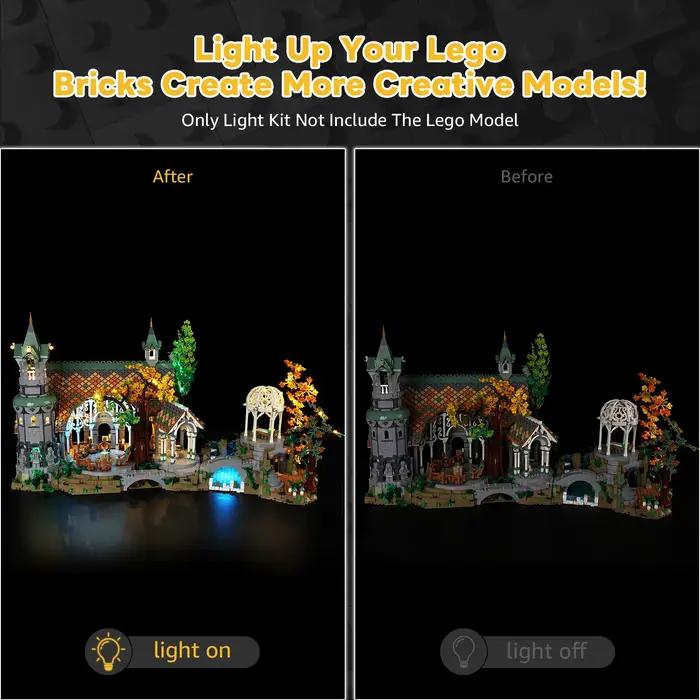 Ensemble de lumières LED créatives compatibles Lego 10316 THE LORD OF THE RINGS RIVENDELL, jouets modèles, lampe décorative (seulement la lumière, sans blocs)