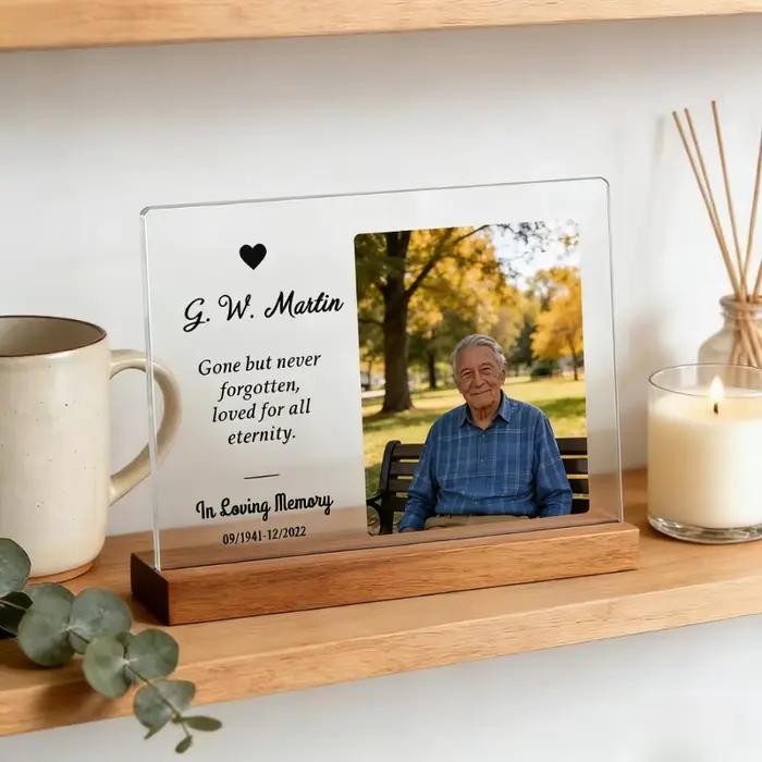 Lampe en acrylique personnalisée avec portrait photo, veilleuse personnalisée, base en bois transparente, lampe à photo, cadeau attentionné, cadeau pour la fête des enseignants