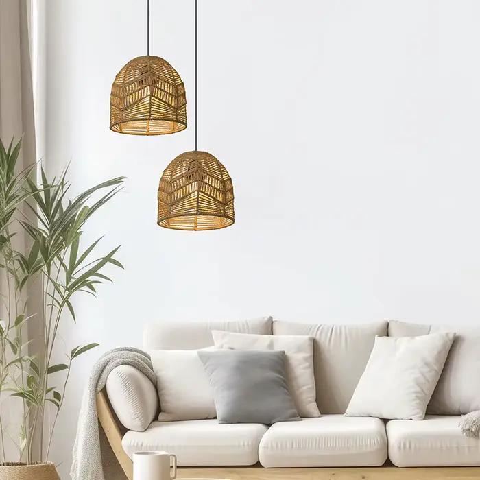 Abat-jour de lustre tissé Boho