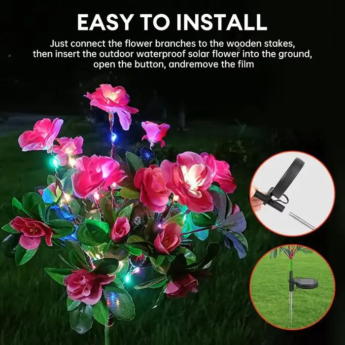 Lampe Solaire à LED avec Fleurs d'Azalées