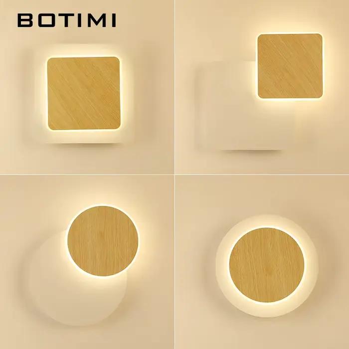 BOTIMI Designer mur LED lampe pour salon décoration en bois applique murale