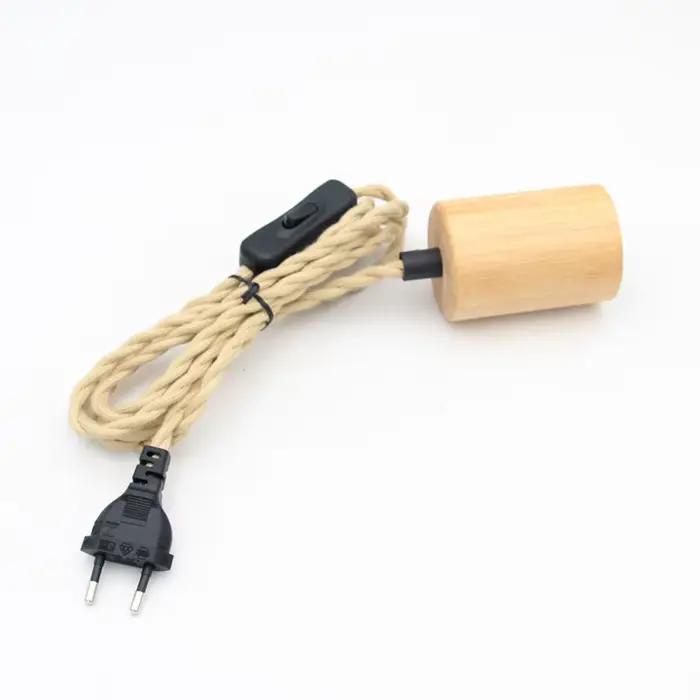 Lampe de confrontation en bois moderne avec tissu vintage