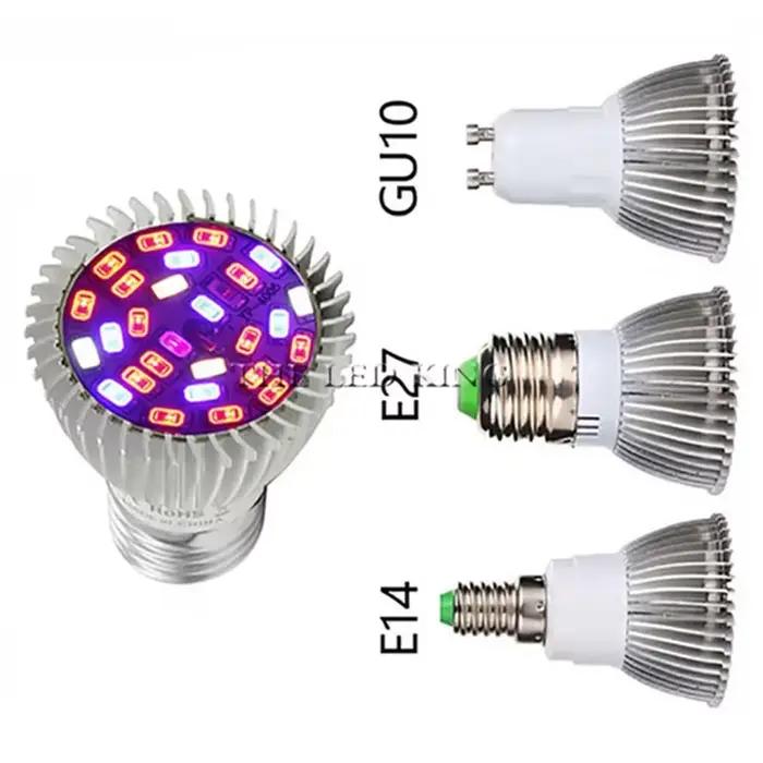 Lampe de culture E27 Phyto 18W 30W 80W E27 GU10 LED, spectre complet, Fitolamp AC85-265V 5730 IR UV, lampes LED pour plantes