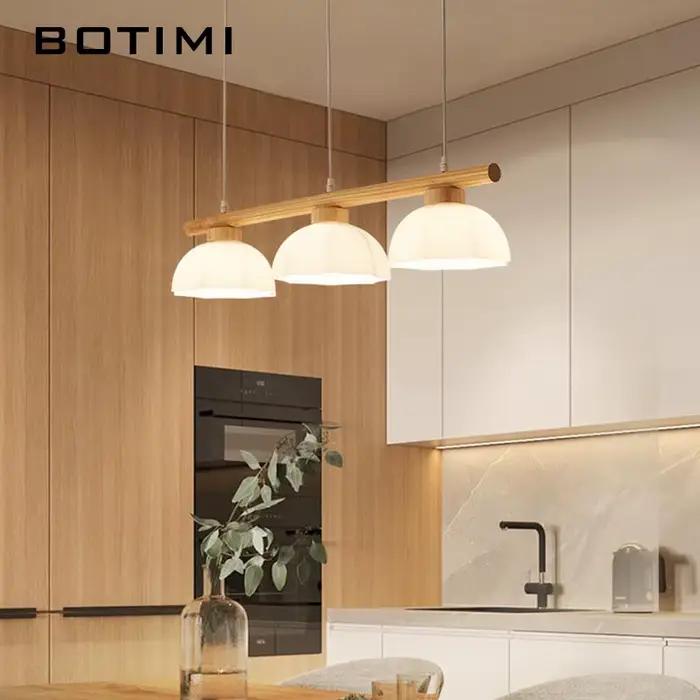 Lampes suspendues à triple LED avec abat-jour en verre pour salle à manger
