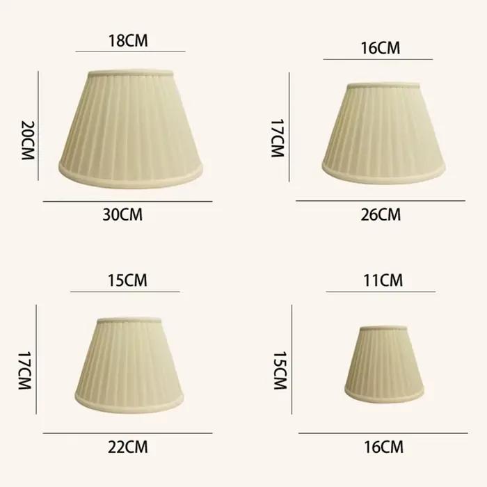 Abat-jour en tissu plissé de qualité avec cadre en métal pour lampe de chevet E27