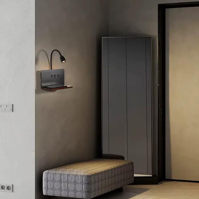 Applique murale LED moderne rotative à 360° avec recharge sans fil pour salon chambre à coucher entrée étude