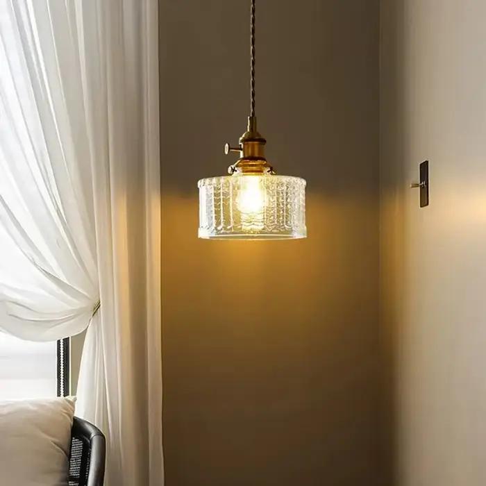 Lampe suspendue LED en verre vert nordique