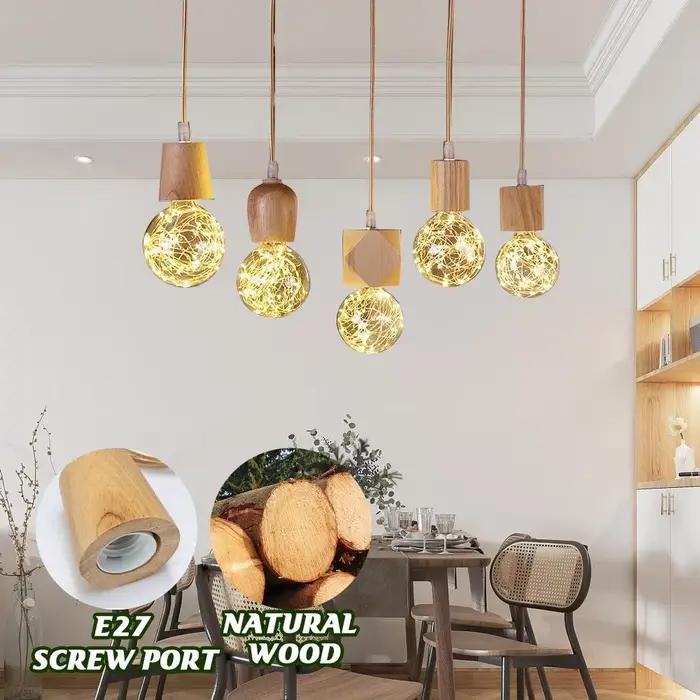Lampe à suspension en bois vintage pour salon chambre à coucher ou bureau artisanale avec gravure et finition naturelle pour une ambiance chaleureuse et unique occasions spéciales