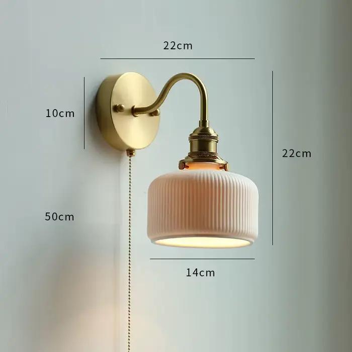 IWHD céramique nordique moderne applique à côté tirer chine interrupteur salle de bain miroir escalier lumière cuivre