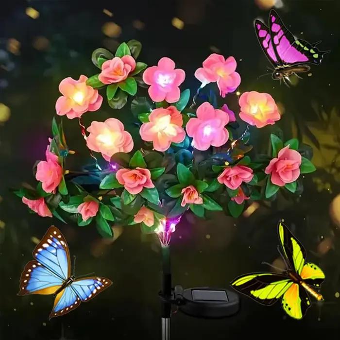 Lampe Solaire à LED avec Fleurs d'Azalées