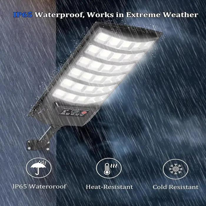 Réverbères solaires extérieurs étanches puissants avec capteur de mouvement lumière de stationnement pour sécurité et confort美好生活，从这些功能强大的带运动传感器的太阳能路灯开始，为您的安全和舒适增添一份保障。