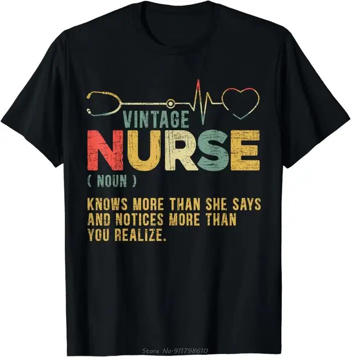 T-Shirt vintage en coton unisexe pour hommes, streetwear, définition d'infirmière, hôpital, médecin, enregistré, soins infirmiers
