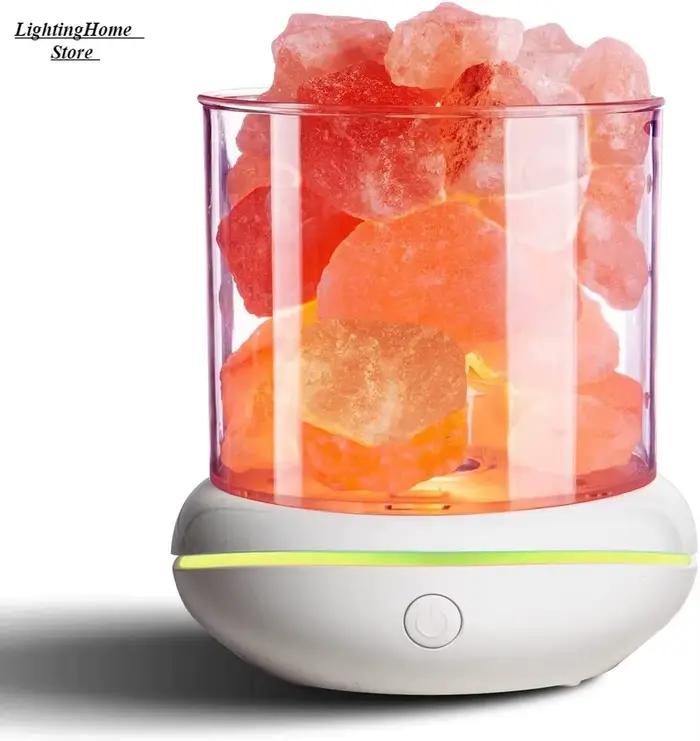 Lampe au sel de l'himalaya multicolore avec port USB