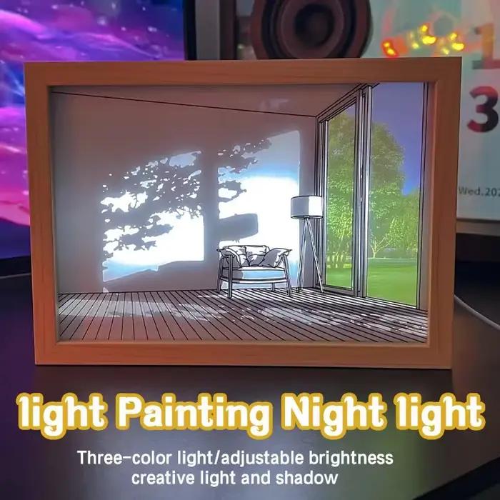 Décoratif LED veilleuse peinture USB prise gradation mur œuvre lampe de Table cadeau intérieur lumière du soleil fenêtre Photo nuit lumineuse