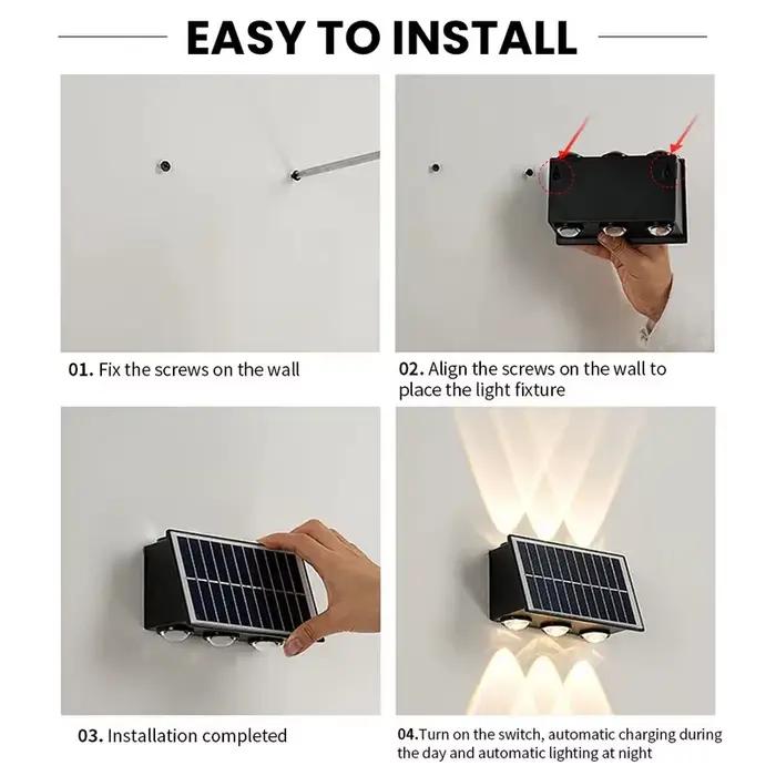 Lampe murale solaire extérieure étanche à énergie