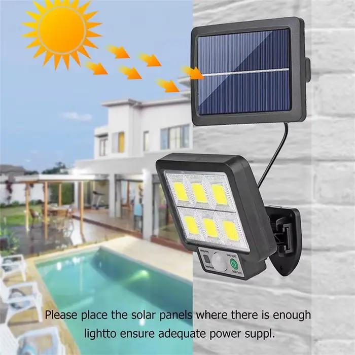 Extérieur étanche d'urgence rue jardin sécurité décor lampe LED solaire fendu applique murale capteur de mouvement