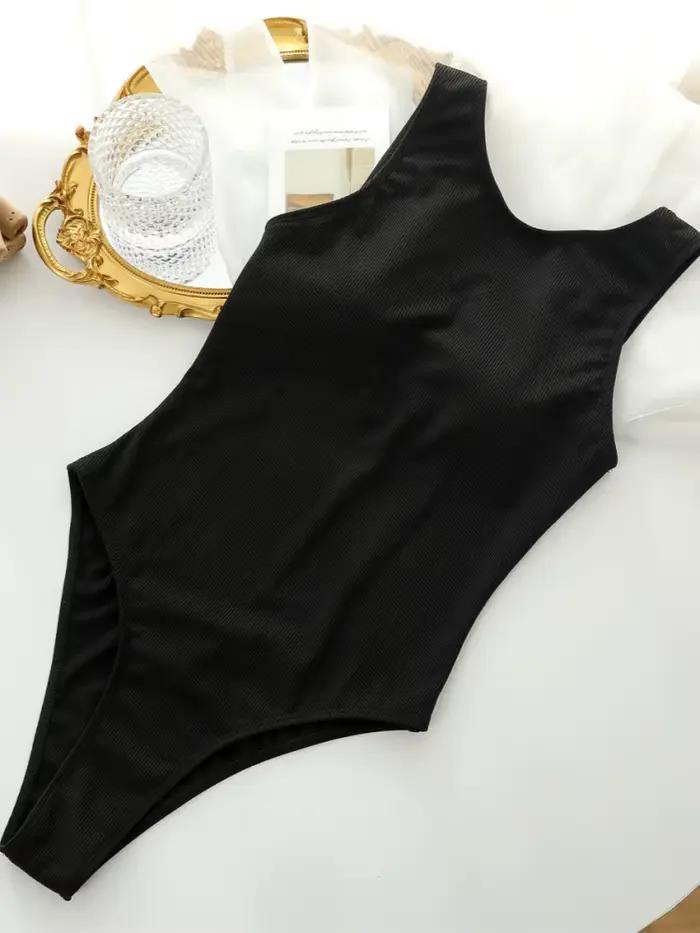 Maillot de bain une pièce pour femmes, document solide, vêtements de plage, précieux, haut, fibre, trempé