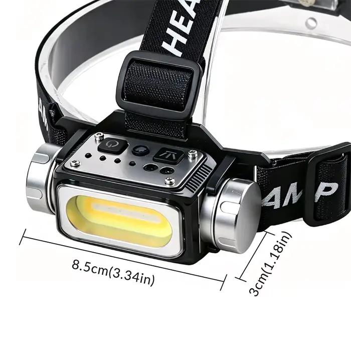 Lampe frontale rechargeable à haute luminosité, lampe de travail détachable, lumière LED en aluminium blanc, jaune et rouge pour la randonnée et le camping