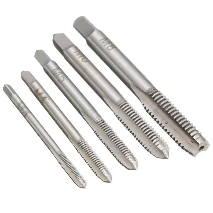 Jeu de tarauds manuels métriques HSS, 5 pièces, M3 M4 M5 M6 M8, pointe spirale, outils de filetage de flûte droite pour le travail des métaux de précision