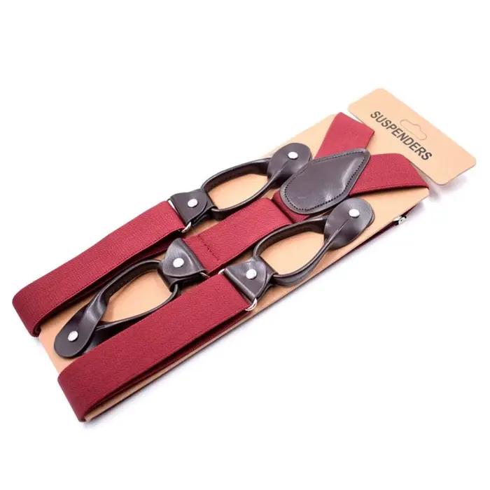 Bretelles Vintage en cuir pour hommes et femmes adultes, bout de bouton garni, dos en Y, bretelles élastiques réglables pour pantalons, ceinture pour fête de mariage