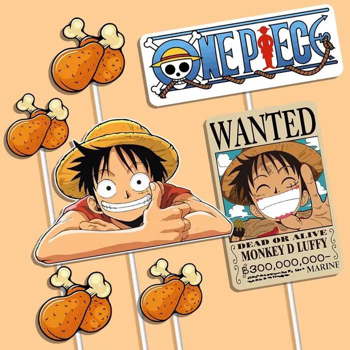 Figurine d'anniversaire One Piece Luffy, accessoires DIY pour décoration de gâteau, thème dessin animé bateau pirate, décoration créative pour gâteau