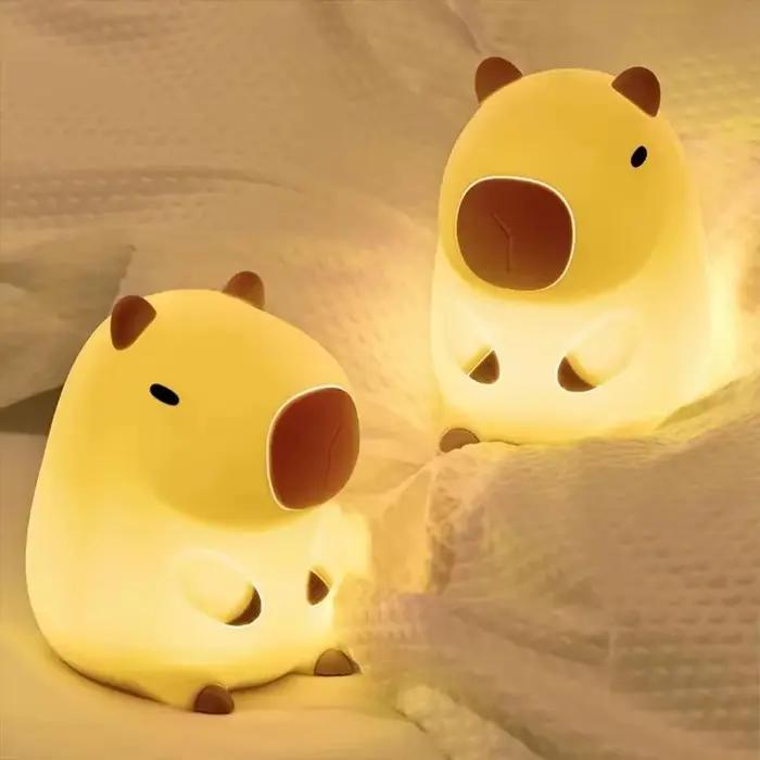 Mignon animal de compagnie Capybara veilleuse dessin animé Silicone créatif chevet sommeil nuit lampe pour chambre décor anniversaire cadeau liquidation vente