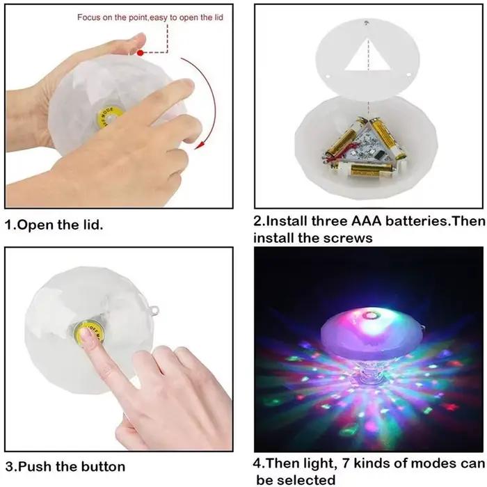 Lampe LED Flottante Colorée en Forme de Diamant, Étanche, RVB, pour Piscine, Étang, Poisson, Précieux, Décoration de Baignoire