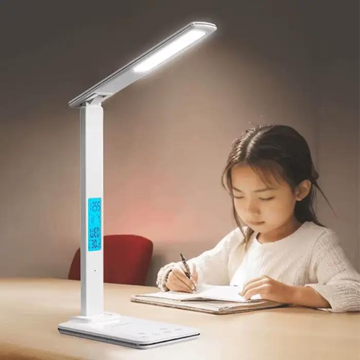 Lampe de bureau LED avec chargeur sans fil et port USB enfichable