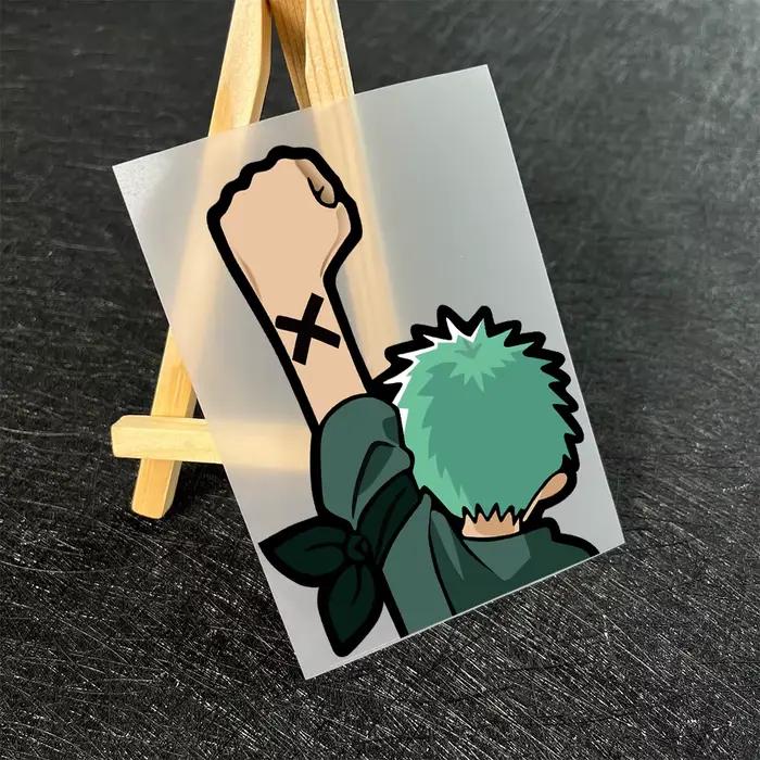 Autocollants de voiture Luffy Zoro One Piece, décoration de voiture, masquage à gratter, mignon, créatif, cadeau, 12cm