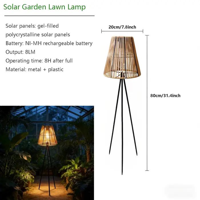 Lampe solaire artisanale en rotin pour terrasse et jardin création d'ambiance festive décoration extérieure sans électricité lumière blanche chaude