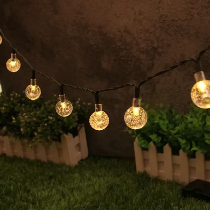 Boule à bulles solaire lampe chaîne lumières gouttes d'eau en plein air étanche orbe