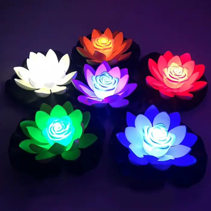 Lumière de piscine flottante LED OligLED, lampe flottante réaliste, coussin de lys, fleur, bougie, lanterne colorée, décoration de festival de mariage