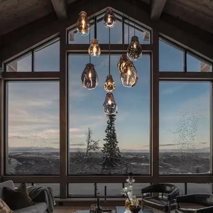 Lustre en verre coloré de design italien