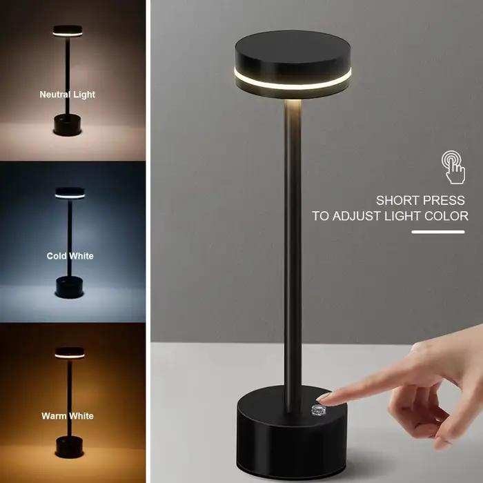 Lampe de bureau Night Light Desk Lamp 3 couleurs tactile rechargeable pour bureau chambre restaurant café occasions spéciales