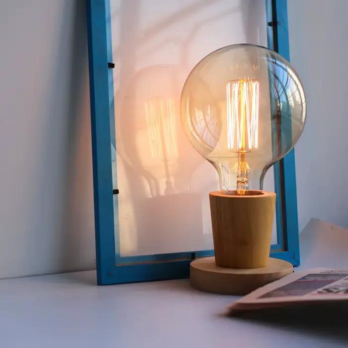 Lampe de Table en bois moderne rétro E27