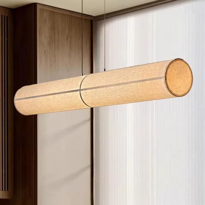 Lampe suspendue LED en forme de tube en tissu long