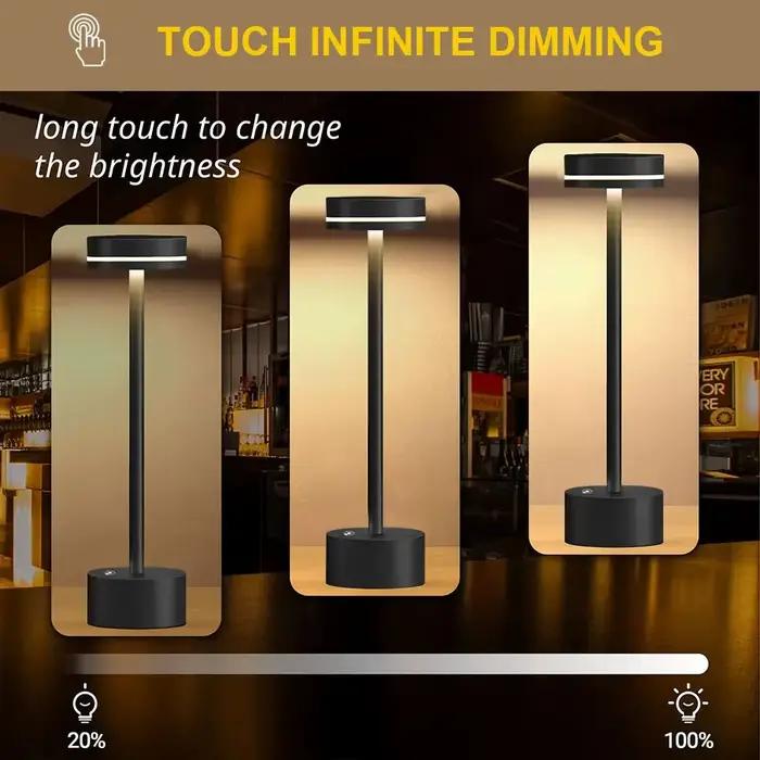Lampe de bureau Night Light Desk Lamp 3 couleurs tactile rechargeable pour bureau chambre restaurant café occasions spéciales