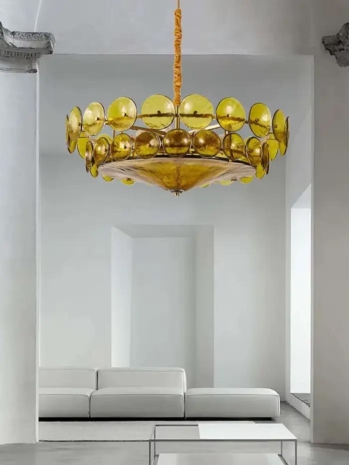 Luxe maison déco Vintage vert thé verre suspension LED Villa Lustre plafond classique