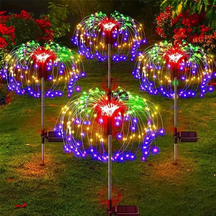 Lampes solaires LED en forme de feux d'artifice